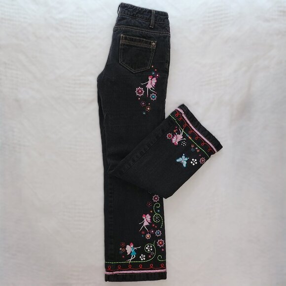 Vintage Y2K Lullah Bette Denim Jeans With Fleece Lining & Fairy Art - Picture 1 of 14